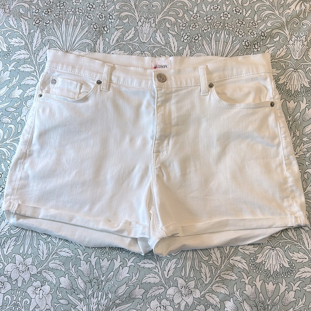 Hudson Asha‎ White Mid Rise Jean Shorts Size 32
